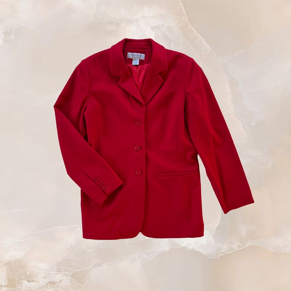 SUTTON STUDIO FOR BLOOMINGDALE'S Classic Red Wool Cashmere Blend Blazer Size 6
